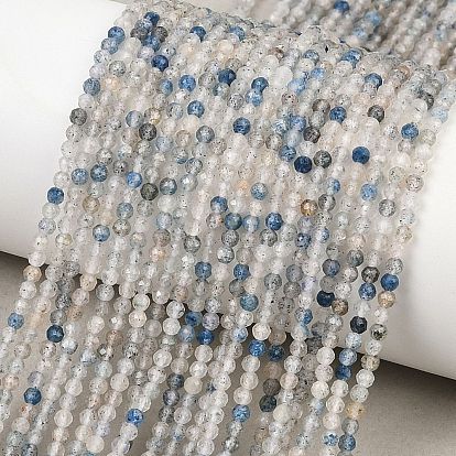 Нити из натуральных азуритовых бусин в форме капель дождя, граненые, круглые