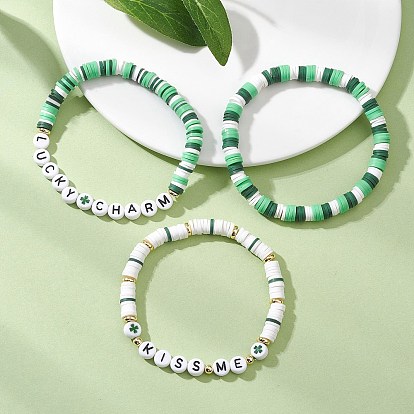 3шт. браслеты ручной работы из полимерной глины и акриловых бусин для женщин