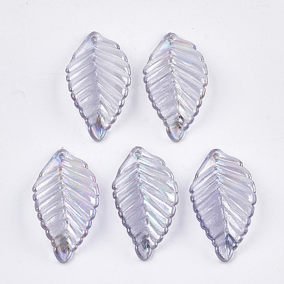 Transparent Acrylic Pendants, AB Color, Leaf
