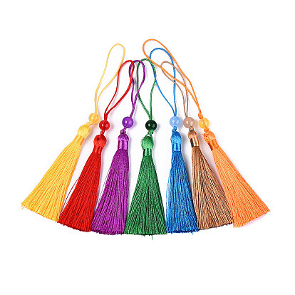 Украшения полиэстер кисточкой, большие подвесные украшения, со стеклянными бусинами