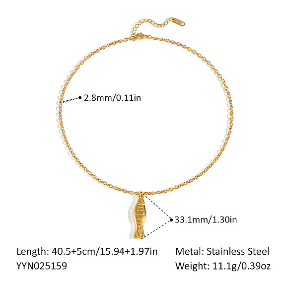 Европейские ожерелья с подвеской в виде рыбы из нержавеющей стали