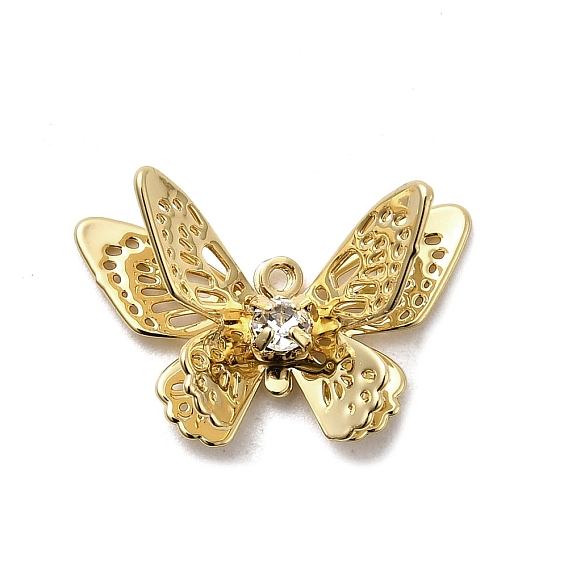 Латунные подвески, бабочки прелести, со стразами, долговечный, без никеля 