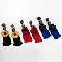Boucles d'oreilles pompon en nylon, avec strass et les accessoires en alliage, avec des fleurs
