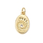 Brass Micro Pave Clear Cubic Zirconia Pendants, Oval with  Conch Shell Shape Charms, Rack Plating, Long-Lasting Plated, Cadmium Free & Lead Free