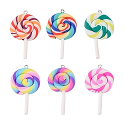 Handmade Polymer Clay Big Pendants, Lollipop