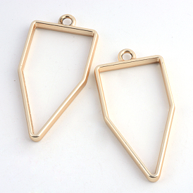 Matte Style Rack Plating Alloy Polygon Open Back Bezel Pendants, For DIY UV Resin, Epoxy Resin, Pressed Flower Jewelry, Lead Free & Nickel Free, Coffee Golden, 45x22x3.5mm, Hole: 3mm