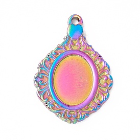 Chapado de iones (ip) color del arco iris 304 colgantes de acero inoxidable ajustes de cabujón, oval