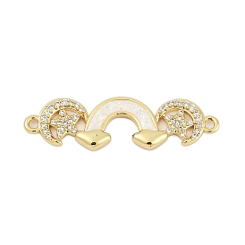 Подвески-подвески из латуни с микропаве из прозрачного кубического циркония и радугой со звездой, с синтетическим опалом, долговечный, стойки покрытие, без свинца и без кадмия, белые