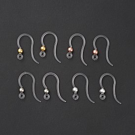 Transparent Resin Earring Hooks, with 316 Stainless Steel Round Beads and Horizontal Loop