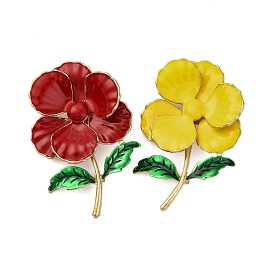 Alloy Brooches, Camellia Enamel Pins, Flower, Golden