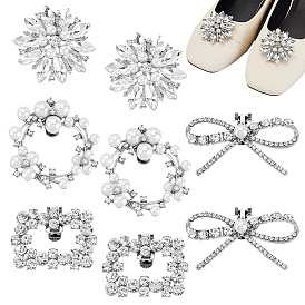 8 шт 4 стили съемные пряжки для обуви со стразами из сплава, с пластиковой имитационной жемчужиной