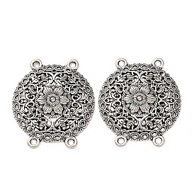 Тибетский стиль сплава многожильных ссылки, 4 контур, полые плоские круглые с цветком