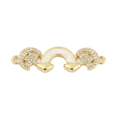 Подвески-подвески из латуни с микропаве из прозрачного кубического циркония и радугой со звездой, с синтетическим опалом, долговечный, стойки покрытие, без свинца и без кадмия, белые