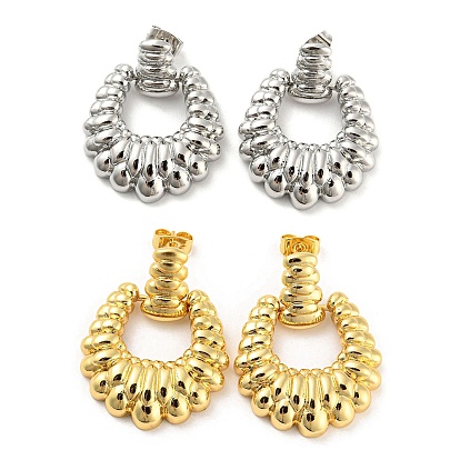 Латунные полые серьги-гвоздики в форме слезы с подвесками