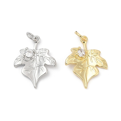 Латунные микро проложить кубического циркония подвески, лист прелести, стойки покрытие, без кадмия и без свинца, прочное покрытие, с целью перехода в кольце