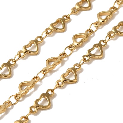 Ion Plating(IP) 304 Stainless Steel Heart Link Chains, Soldered, with Spool