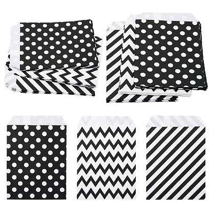 45 шт. 3 стили прямоугольные пакеты из крафт-бумаги, без ручек, мешки для хранения продуктов, узор в горошек и волны