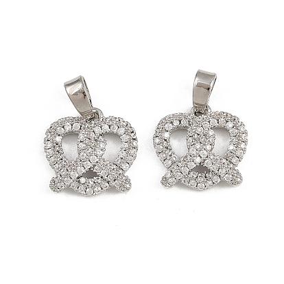 Латунные микро проложить кубического циркония подвески, крендельки-очарования, стойки покрытие, долговечный, без свинца и без кадмия