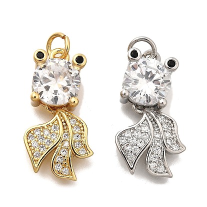 Латунные микро проложить кубического циркония подвески, форма рыбы, с целью перехода в кольце