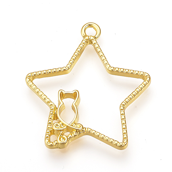 Стойки из пластика с открытыми задними подвесками, для diy уф смолы, эпоксидная смола, Прессованные цветочные украшения, без кадмия, без никеля и без свинца, звезда с котом