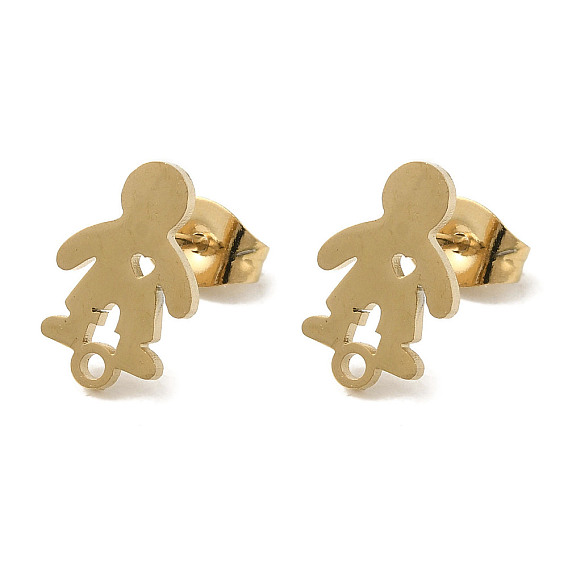 Ion Plating(IP) 304 Stainless Steel Stud Earring Findings, Human