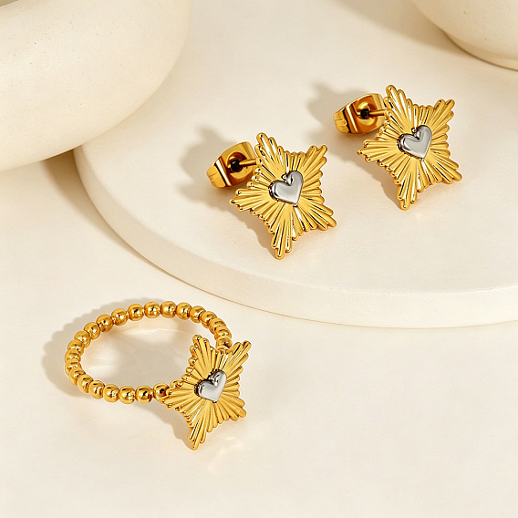 304 Stainless Steel Stud Earrings for Women, Star & Heart