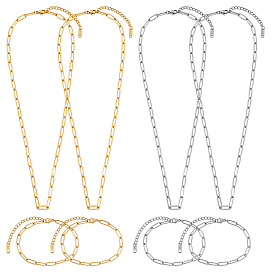 2 стили 2 цвета 304 комплекты браслетов и ожерелий из цепочек-скрепок из нержавеющей стали