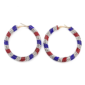 Independence Day Theme Alloy Rhinestone Hoop Earrings for Women