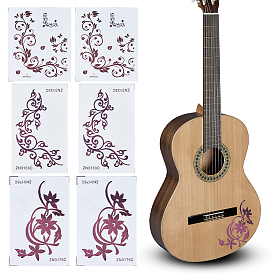 6листы 3 стили самоклеящихся ПВХ-наклеек для украшения гитары, цветочным узором