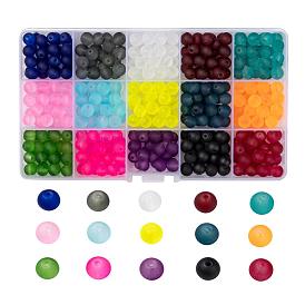 15 Colors Transparent Glass Beads, for Beading Jewelry Making, Frosted, Round