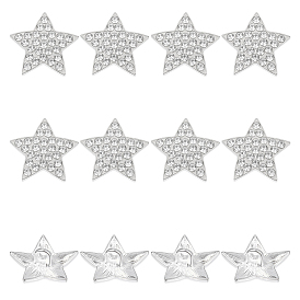 12 шт. 1-образные пуговицы из цинкового сплава с отверстием в форме звезды, со стразами