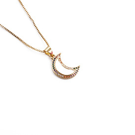 Sparkling Heart Necklace with Geometric Drop, Six-Pointed Star and Moon Pendant