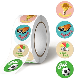 Football Themed PVC Self-Adhesive Sticker Rolls, Waterproof Round Dot Decals for Kid's Art Craft