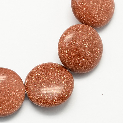 Synthetic Goldstone Beads Strands, Flat Round