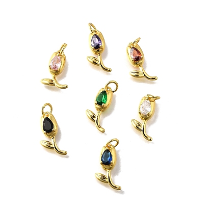 Латунные микро проложить кубического циркония подвески, , с прыжковых колец, без кадмия и без свинца, долговечный, стойки покрытие, реальный 18 k позолоченный