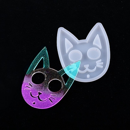 Food Grade Cat Head DIY Silicone Pendant Molds, Decoration Making, Resin Casting Molds, For UV Resin, Epoxy Resin Jewelry Making