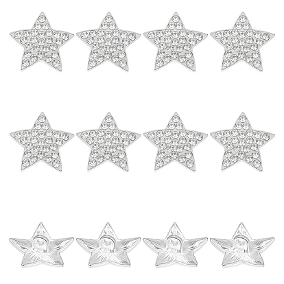 12 шт. 1-образные пуговицы из цинкового сплава с отверстием в форме звезды, со стразами