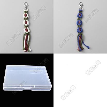 2шт 2 цвета макраме напульсник хлопок кулон украшения, цветок ручной работы брелок держатель ремешок на запястье для сумки рюкзак автомобильный ключ украшение