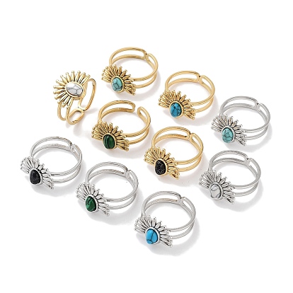 Ионное покрытие (ip) 304 кольцо из нержавеющей стали, регулируемые кольца из синтезированных драгоценных камней, цветок