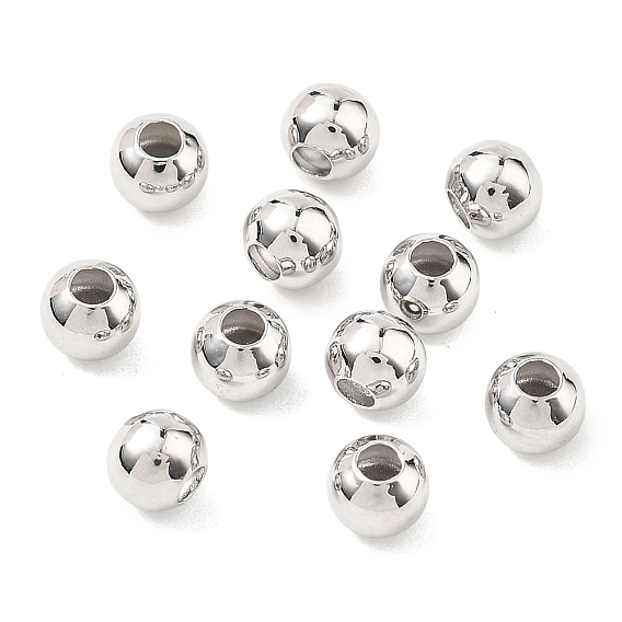 SHEGRACE Brass Beads, Round, Cadmium Free & Nickel Free & Lead Free