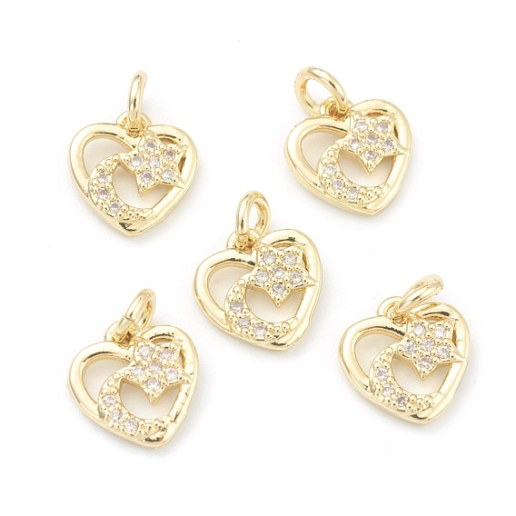 Латунные прозрачные кубические циркониевые подвески, долговечный, с целью перехода в кольце, сердце со звездой и луной