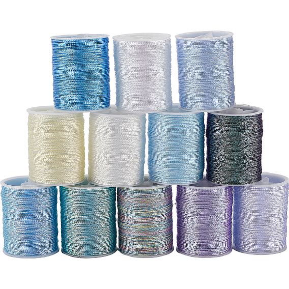 12 рулоны 12 цвета полиэфирные швейные нитки, 6-многослойный шнур из полиэстера для изготовления украшений