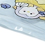 Square Plastic Packaging Zip Lock Bags, with Cartoon Animal Pattern, Top Self Seal Pouches
