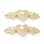 Brass Micro Pave Clear Cubic Zirconia Links Connectors, Long-Lasting Plated, Heart with Smiling Face