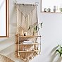 DIY Woven Net/Web Shape Home Decorate Makings, with Iron Linking Rings, Wood Beads and Cotton String Threads