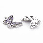 Brass Cubic Zirconia Links Connectors, Nickel Free, Butterfly, Lilac