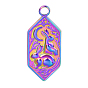 201 Stainless Steel Pendants, Hexagon with Moon & Rabbit Charms
