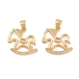 Brass Micro Pave Cubic Zirconia Pendants, Rocking Horse Charms