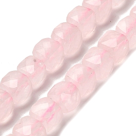 Natural Rose Quartz Beads Strands, Faceted, Cube