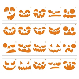 20 Styles Halloween Pumpkin PET Drawing Stencil, Reusable Stencils for Paper Wall Fabric Floor Furniture Canvas Wood